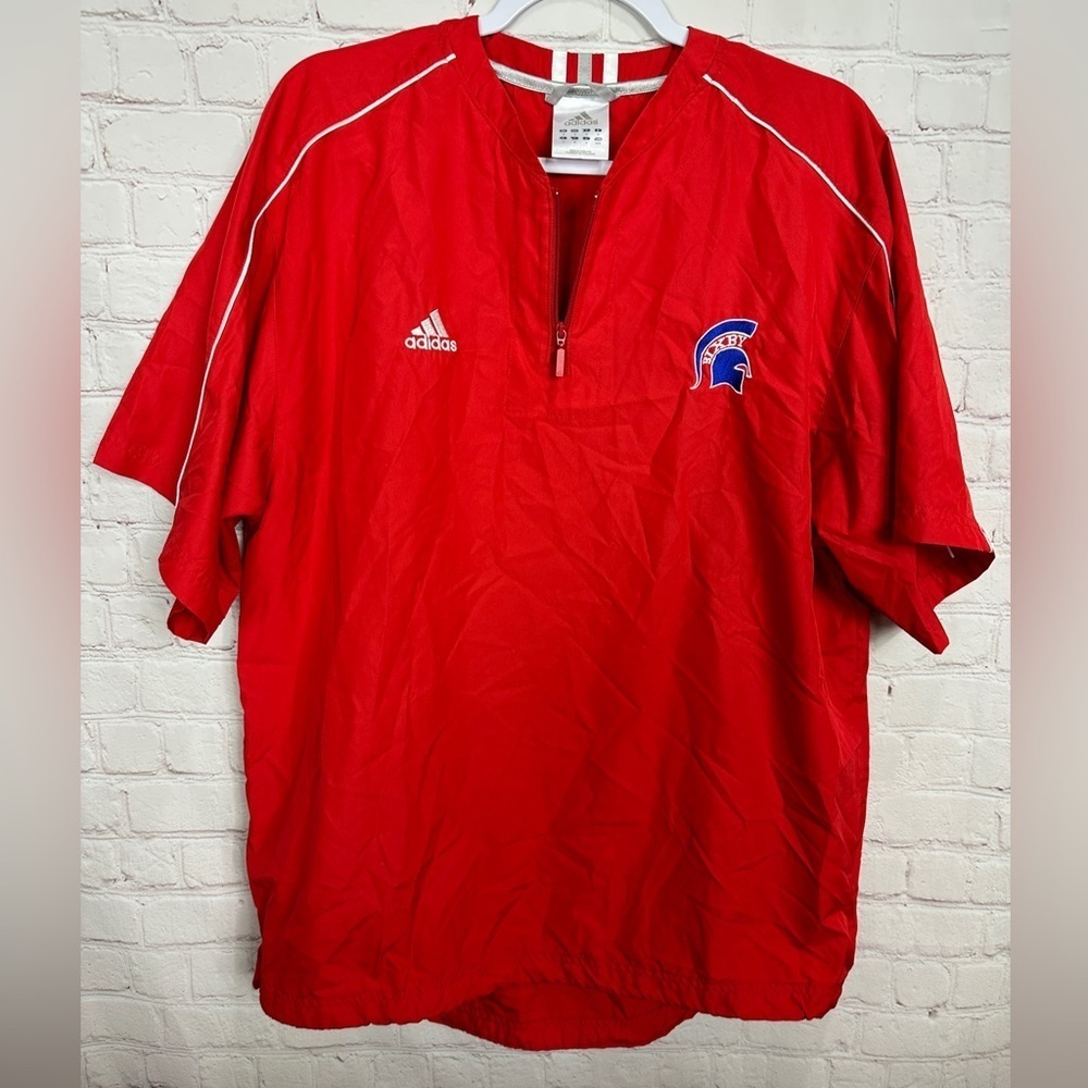 Bixby Spartans Oklahoma Adidas 1/4 zip lighweight short sleeve jacket,‎ sz M